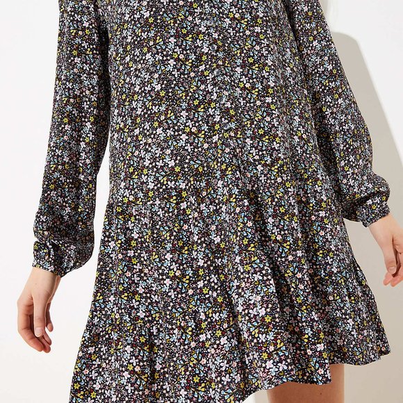 NWT LOFT Floral Button Flippy Dress - Picture 2 of 4